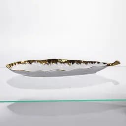 Порцелянове блюдо для сервірування столу 37×13×2.5 (см) блюдо для подавання закусок Білий із золотом Yiwu CJY-145 - мініатюра 6