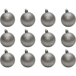 Набір ялинкових куль Linhai 12 шт D6 см сріблястий гліттер пластик (892135)