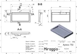 Умивальник Miraggio AGNESS 750 (0000153) Miramarble, Глянцевий, Накладний/Врізний, Білий - мініатюра 2