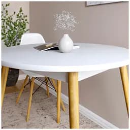 Обідній стіл круглий Lion Маямі-1 дерев'яні ніжки Німфея Альба (LION-041002)