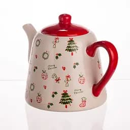 Порцеляновий чайник для заварювання Yiwu Merry Christmas 1 літр horeca CR-1-15 - мініатюра 4