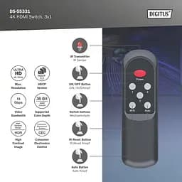 Відеокомутатор Digitus UHD HDMI (INx3 – OUTx1), 4K - мініатюра 10