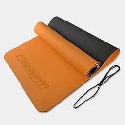 Коврик для йоги и фитнеса TPE+TC 6 мм двухслойный оранжевый-черный EasyFit fit0025067
