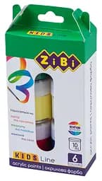 Фарби акрилові, 6 кольорів, 10 мл, ZB.6660