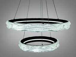 Стильна підвісна LED-люстра для кафе Diasha 583-600+400BK чорна, 2 кільця, 152Вт, 60 см, 15-21m² - мініатюра 3