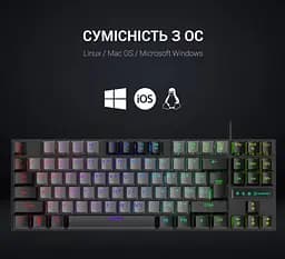 Клавіатура ігрова механічна GamePro GPMK-100 Black USB Blue Switch - мініатюра 6