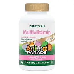 Вітаміни та мінерали Natures Plus Animal Parade Gold, 120 жувальних таблеток - Кавун