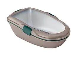 Stefanplast Туалет открытый с высокими бортами для котов бежевый/изумрудный 69.5x47x26 см