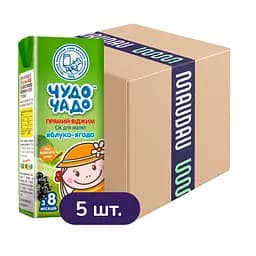 Сок Чудо-чадо Яблоко-ягода осветленный стерилизованный 1 л (5 шт. x 200 мл)