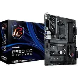 Материнська плата AM4 (B550) ASRock B550 PG Riptide, B550, 4xDDR4, CrossFireX, Int.Video(CPU), 6xSATA3, 2xM.2, 3xPCI-E 16x 4.0, 1xPCI-E 1x 3.0, 1xM.2 (Key E), ALC897, Killer E3100G, 12xUSB3.2/4xUSB2.0, HDMI, ATX