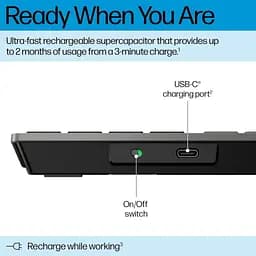 Клавіатура HP 720 Multi-Device Rechargeable Wireless/Bluetooth UA Black (9T5B1AA) - мініатюра 3
