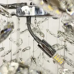 Видовжена срібна люстра DIAMINA з кришталевим камінням у корпусі 150 см | Арт. 33007-L1500*400 CH | Line F - мініатюра 5