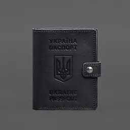 Шкіряна обкладинка-портмоне на паспорт з гербом України 25.1 темно-синя - мініатюра 8