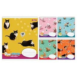 Набор тетрадей 1 Вересня Pawsitively А5, 18 листов 25 шт. (768239)