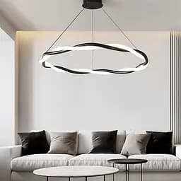 Люстра с черным кольцом и оплетенным неоном Ø 80 см | Ст. JU 25-800 BK | Line F