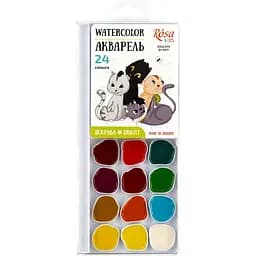 Набір акварельних фарб Cats 24 кольорів б/пензлика Rosa Kids