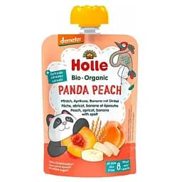 Пюре Holle Panda Peach, з персиком, абрикосом, бананом та спельтою, 100 г