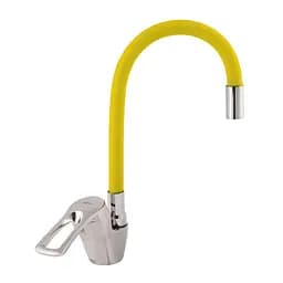 Змішувач для кухні Zerix YUB 181 з жовтим гнучким виливом ZX0433 Хром
