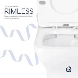 Унітаз підлоговий Qtap Aries Rimless з сидінням Slim Duroplast/ Soft-close/ Quick Release QT03228302W - мініатюра 4