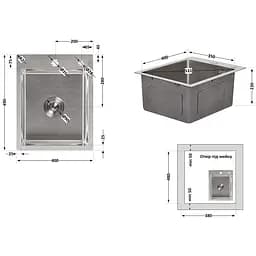 Мийка для кухні Lidz Handmade H4050 інтегрована 3.0/1.0 мм Brushed Steel (LDH4050BRU39258) - мініатюра 8
