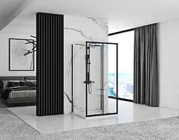 Душова кабіна Rea Rapid Slide 100x80 black пристінна REA-KPL-09874, Чорний матовий, Універсальна, прозрачний, Чорний матовий - мініатюра 5