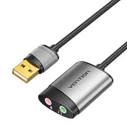 Адаптер Vention USB External Sound Card 0.15M Gray Metal Type (CDKHB)Cablexpert CCUSBRECEPTACLE
