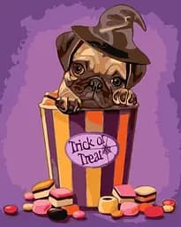 Набір для розпису по номерах Хеловінський мопс, Strateg, з лаком, 30x40 см, SS-6426