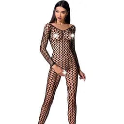 Бодистокинг Passion BS068 Black, комбинезон, большая сетка, длинный рукав