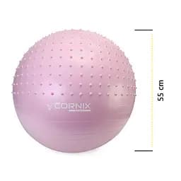 М'яч для фітнесу (фітбол) Cornix 55 см напівмасажний Anti-Burst Light Pink XR-0465 - мініатюра 6