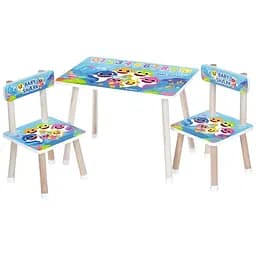 Дитячий столик Bambi M 501-20 Baby Shark дерев'яний з цифрами та двома стільчиками