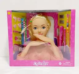 Кукла голова для причёсок 8415 DEFA, плойка, косметика, заколочки, коробке (6200000008431) Коралловый