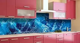 Кухонний фартух Бурячий океан хвилі вінілова для кухні 65х250 см Море Синій Happy Pocket Z183945 - мініатюра 3