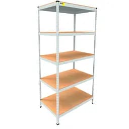 Металевий стелаж Emby Light Series (розмір 2100х900x450мм) 5 полиць ДСП до 100кг Білий