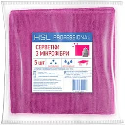Серветки універсальні з мікрофібри HSL Professional рожеві 35 x 35, 5 шт