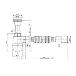 Сифон для раковини Kroner KRP - TB06 1 1/4"х40/50 мм CV032108, Білий - мініатюра 2