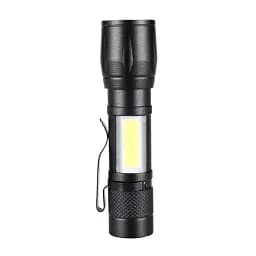Ліхтар ручний акумуляторний з USB-зарядкою, бічним світлом та ZOOM HB-513-XPE+COB - мініатюра 4