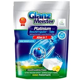 Таблетки для мытья посуды в посудомоечных машинах Glanz Meister Platinum 16 г х 25 шт.                                  