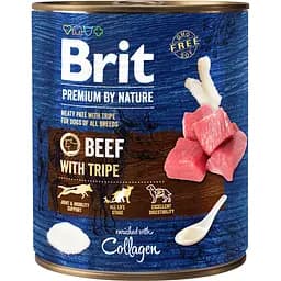 Беззерновой влажный корм для собак Brit Premium by Nature, говядина с требухой, 800 г