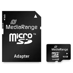 Карта памяти MediaRange 16GB microSDHC memory card, Class 10, with SD adapter (MR958)