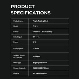 Електробритва акумуляторна шейвер VGR V-378 9000RPM LCD + дорожня сумочка (Червоний) - мініатюра 6