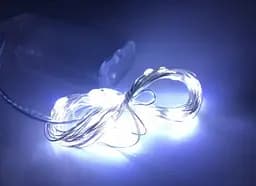 Світлодіодна гірлянда нитка дроту крапля роси 2м 25led БАТАРЕЙКИ Cool White - мініатюра 2