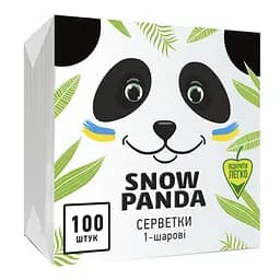 Одношарові паперові серветки Сніжна Панда, білий 24x24 см, 100 шт.