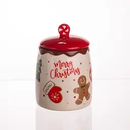 Банка для сипучих продуктів Yiwu з кришкою порцелянова 9×13 см Merry Christmas CR-1-42  - мініатюра 5