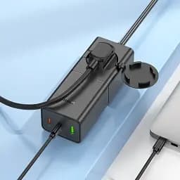 Мережевий подовжувач Hoco NS4 Sharp PD65W (2C1A) Desktop Socket Black - мініатюра 7