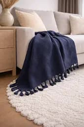 Плед-покривало Cotton TURComFor бавовна синій євро 200х230 см TC303375968 - мініатюра 2