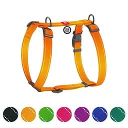 Шлея для собак Waudog Nylon Mono анатомічна H-подібна з QR паспортом світловідбиваюча S 30-40 см помаранчева - мініатюра 2
