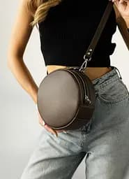 Жіноча кругла сумка Sambag Bale шоколадна 20 х 20 х 10 см (52200020) - мініатюра 3