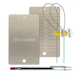 Металеві пластини Btcwallet White Plate with Seals для зберігання сід-фрази, 2 шт + 2 пломби + гравірувальна ручка