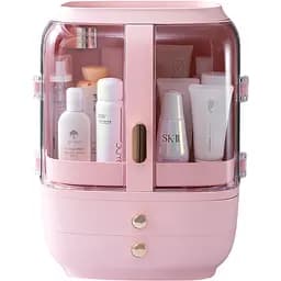 Набір для макіяжу 2 в 1 XPRO LED дзеркало + рожевий органайзер для косметики W-51 (MER-14917_1155)