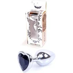 Анальная пробка Boss Of Toys Boss Series - Jewellery Silver Heart Plug Black S, BS6400047, Серебряный/Черный